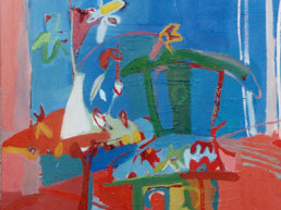 Flores y silla en azul / Flowers and chair in blue